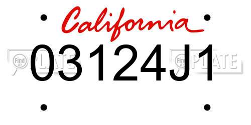 03124J1 California License Plate