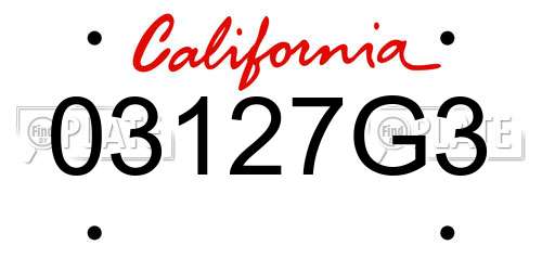 03127G3 California License Plate