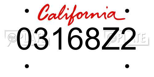 03168Z2 California License Plate
