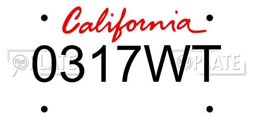 0317WT California License Plate