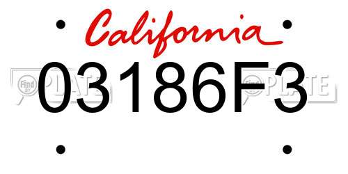 03186F3 California License Plate