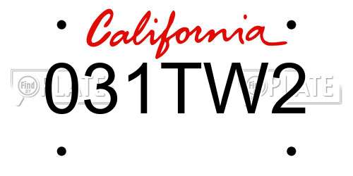 031TW2 California License Plate