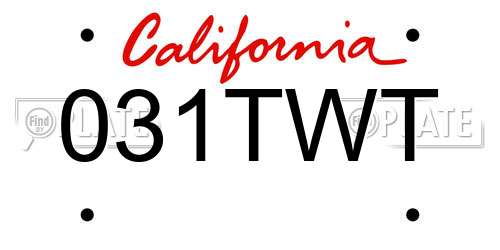 031TWT California License Plate