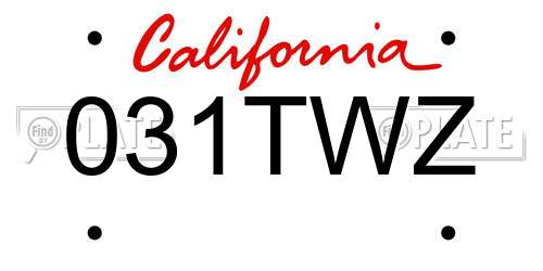031TWZ California License Plate