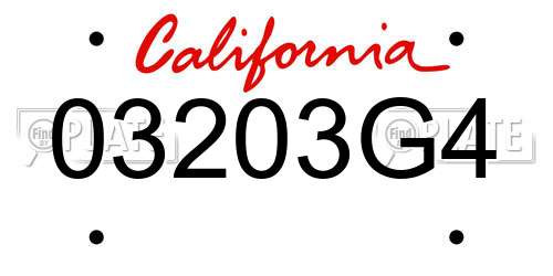 03203G4 California License Plate