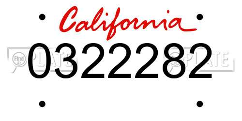 0322282 California License Plate