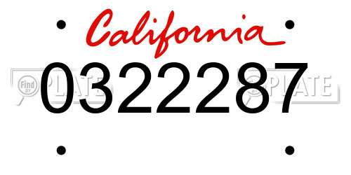 0322287 California License Plate