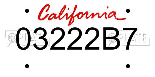 03222B7 California License Plate