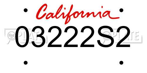 03222S2 California License Plate