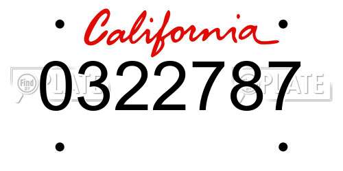 0322787 California License Plate