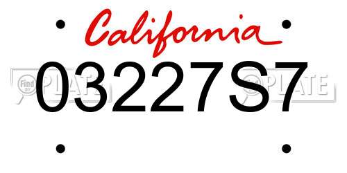 03227S7 California License Plate