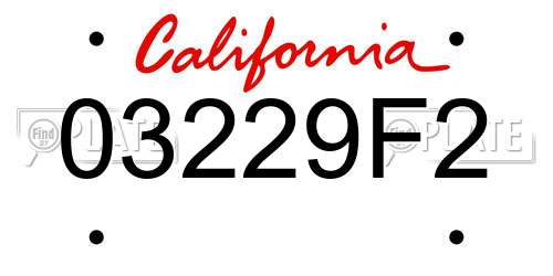 03229F2 California License Plate