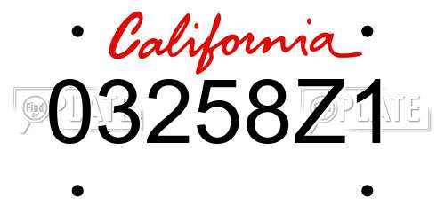 03258Z1 California License Plate