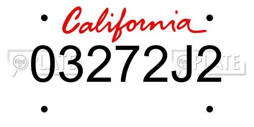 03272J2 California License Plate