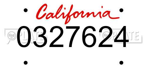 0327624 California License Plate