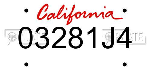 03281J4 California License Plate