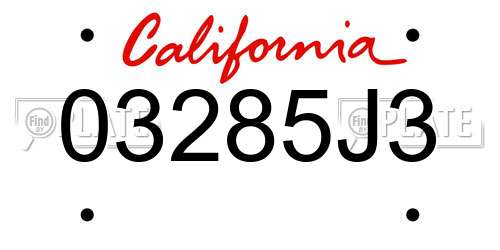 03285J3 California License Plate