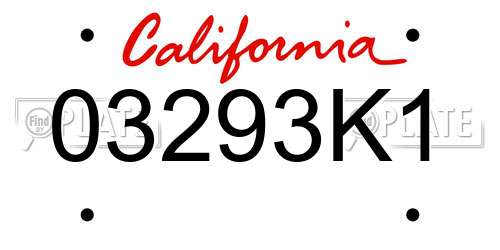 03293K1 California License Plate