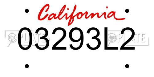 03293L2 California License Plate