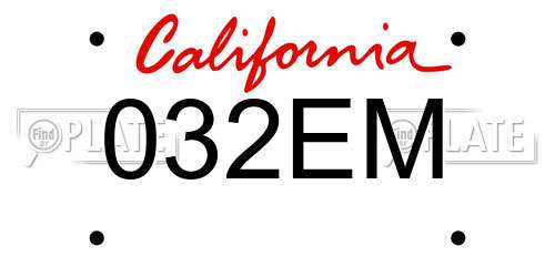 032EM California License Plate