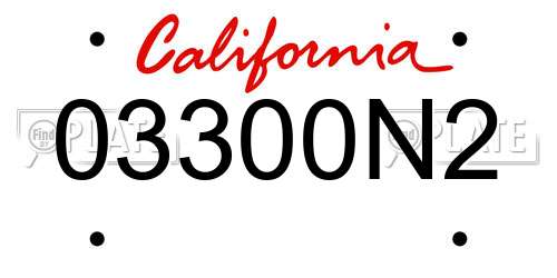 03300N2 California License Plate