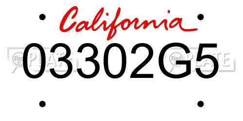 03302G5 California License Plate