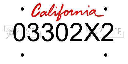 03302X2 California License Plate