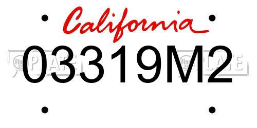 03319M2 California License Plate