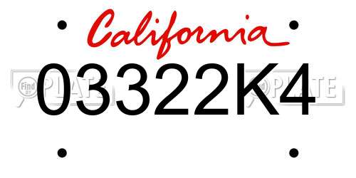 03322K4 California License Plate