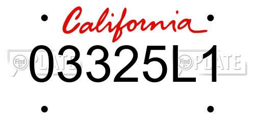 03325L1 California License Plate