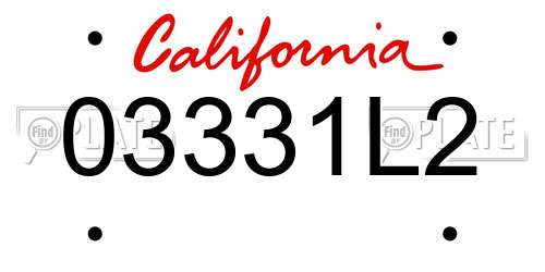 03331L2 California License Plate