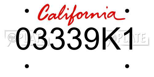 03339K1 California License Plate