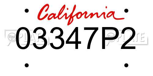 03347P2 California License Plate