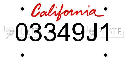 03349J1 California License Plate