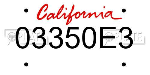 03350E3 California License Plate