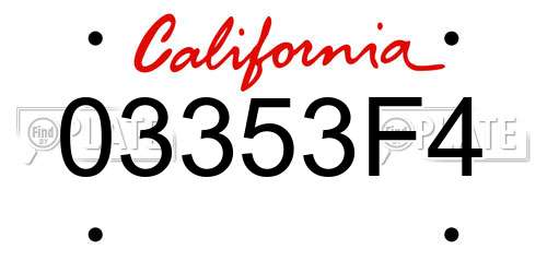 03353F4 California License Plate