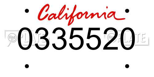 0335520 California License Plate