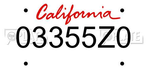 03355Z0 California License Plate