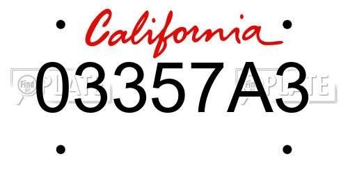03357A3 California License Plate