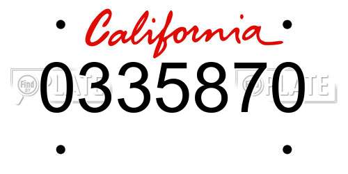 0335870 California License Plate