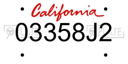 03358J2 California License Plate