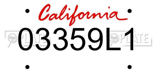 03359L1 California License Plate