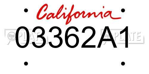 03362A1 California License Plate