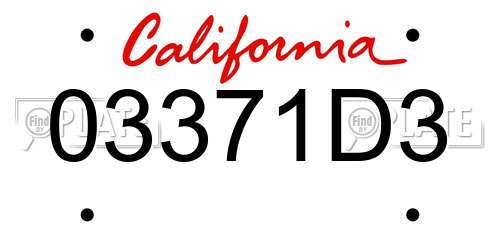 03371D3 California License Plate