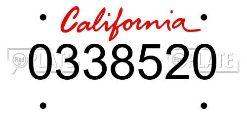 0338520 California License Plate