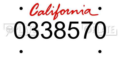 0338570 California License Plate