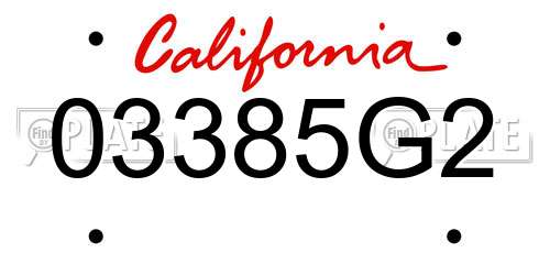 03385G2 California License Plate
