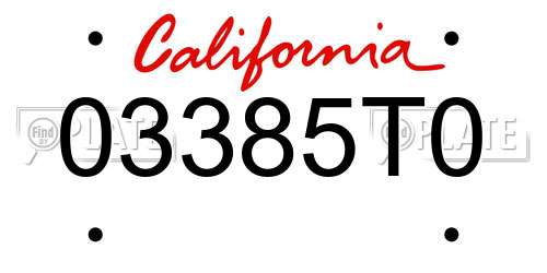 03385T0 California License Plate