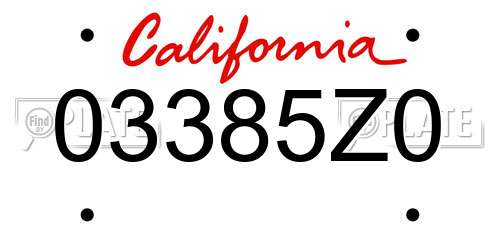 03385Z0 California License Plate