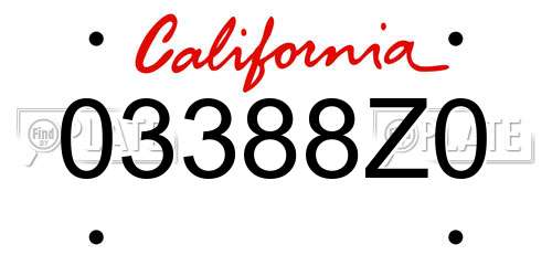 03388Z0 California License Plate